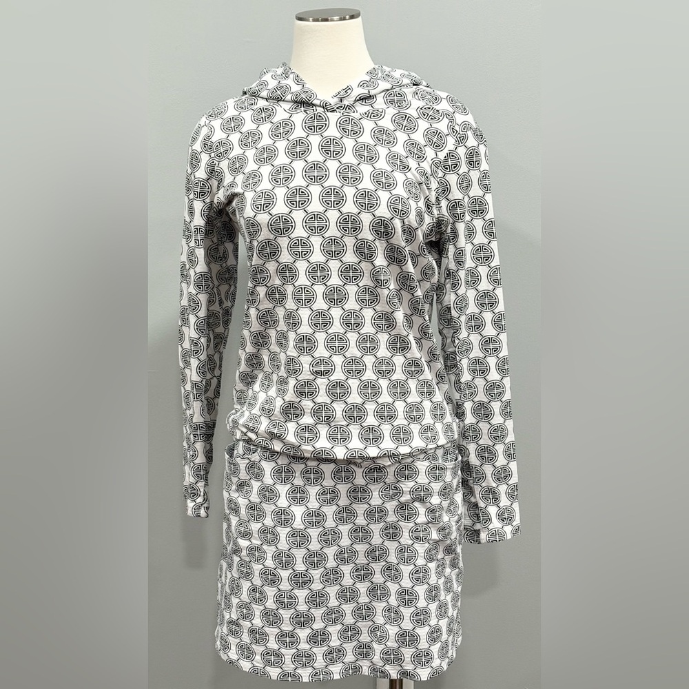 IBKUL Icikuls Aida Black White Jacket Skort Set Greek Key Golf Tennis UPF50+ M